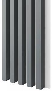 Akustický panel, podklad biela MDF doska, široká lamela, grafit, 30x275 cm