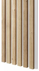 Akustický panel, podklad biela MDF doska, úzka lamela, dubová dyha, 30x275 cm