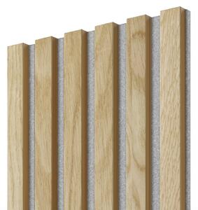 Akustický panel, dubová dyha, sivý filc, 30x275 cm