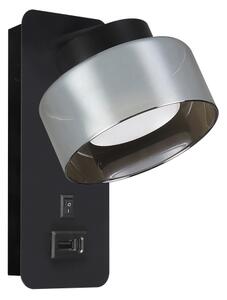 Brilagi - LED Nástenné svietidlo s USB portom AURA LUX 1xGX53/30W/230V čierna/dymová