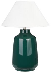 Stolná lampa zelená keramický podstavec látkové tienidlo svietidlo na nočný stolík