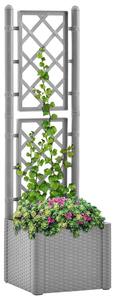 Samozavlažovací vyvýšený záhradný záhon s mriežkou sivý