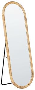 Stojace zrkadlo prírodné ratan sklo 150 x 50 cm oválny tvar moderný boho štýl obývačka spálňa