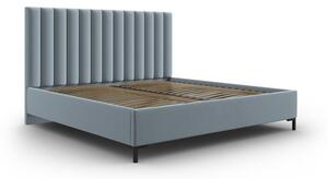 Svetlomodrá čalúnená dvojlôžková posteľ s úložným priestorom s roštom 200x200 cm Casey – Mazzini Beds