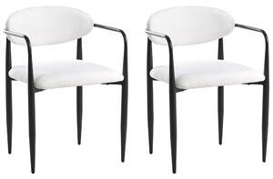Sada 2 jedálenských stoličiek krémová biela polyesterové čalúnenie kovový rám štýl mid-century modern