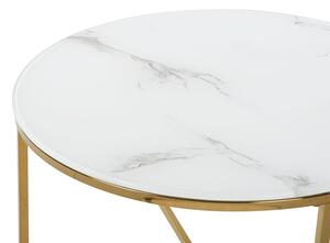 Konferenčný stolík Qasim (biela a zlatá) (mramorový efekt). Vlastná spoľahlivá doprava až k Vám domov. 1012283