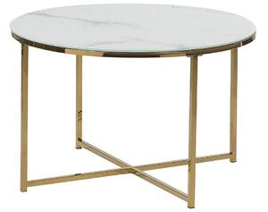 Konferenčný stolík Qasim (biela a zlatá) (mramorový efekt). Vlastná spoľahlivá doprava až k Vám domov. 1012283