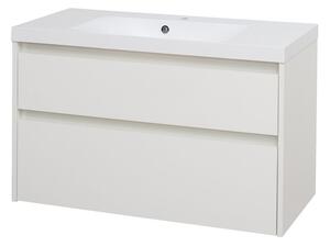 Mereo Mereo, Opto, kúpeľňová skrinka s umývadlom z liatého mramoru, 101 cm, biela, dub, biela/dub, čierna, MER-CN912M