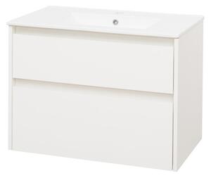 Mereo Mereo, Opto, kúpeľňová skrinka s keramickým umývadlom 81 cm, biela, dub, biela/dub, čierna, MER-CN911