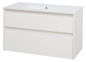 Mereo Mereo, Opto, kúpeľňová skrinka s keramickým umývadlom 101 cm, biela, dub, biela/dub, čierna, MER-CN912