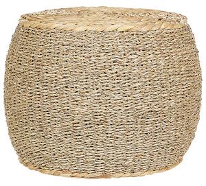 Taburetka svetlá prírodná z morskej trávy ⌀ 40 cm okrúhla vodný hyacint polystyrénová výplň boho štýl