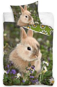 Detské Bavlnené obliečky Zajačik na rozkvitnutej lúke 140x200/70x90 cm