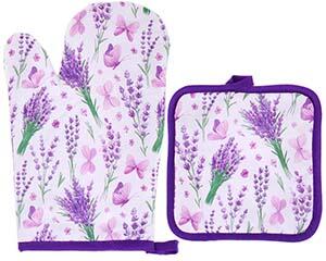 Chňapka do kuchyne s podložkou Lavender (kuchynská rukavica s podložkou v provensálskom štýle)