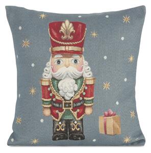 VIANOČNÁ GOBELÍNOVÁ DEKORAČNÁ OBLIEČKA NA VANKÚŠ NUTCRACKER 45X45 CM VZOROVANÁ