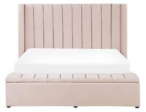 Manželská posteľ 160 cm NAIROBI (textil) (svetloružová) (s roštom). Vlastná spoľahlivá doprava až k Vám domov. 1018530