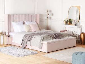 Manželská posteľ 180 cm NAIROBI (textil) (svetloružová) (s roštom). Vlastná spoľahlivá doprava až k Vám domov. 1018531