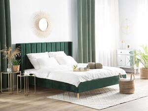 Manželská posteľ 180 cm VINNETTE (textil) (zelená) (s roštom). Vlastná spoľahlivá doprava až k Vám domov. 1018554