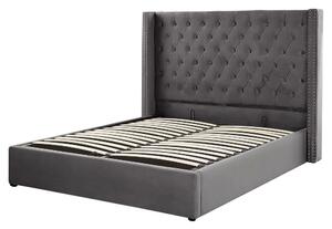 Manželská posteľ 160 cm LUBECK (polyester) (šedá) (s roštom). Vlastná spoľahlivá doprava až k Vám domov. 1018572