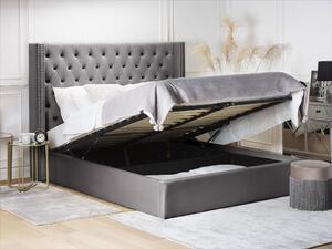 Manželská posteľ 160 cm LUBECK (polyester) (šedá) (s roštom). Vlastná spoľahlivá doprava až k Vám domov. 1018572