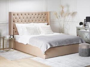 Manželská posteľ 180 cm LUBECK (polyester) (béžová) (s roštom). Vlastná spoľahlivá doprava až k Vám domov. 1018571