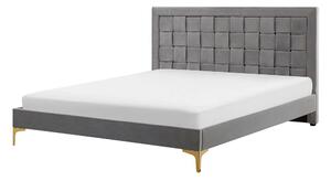 Manželská posteľ 140 cm LIMO (polyester) (šedá) (s roštom). Vlastná spoľahlivá doprava až k Vám domov. 1018574