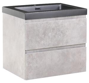 Závesná kúpeľňová skrinka s umývadlom sivá MDF 60 x 46 cm s 2 zásuvkami úložný priestor moderný štýl kúpeľňa