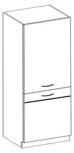Vysoká kuchyňská skříň policová 60x210 cm 08 - THOR - Bílá lesklá / Dub latte