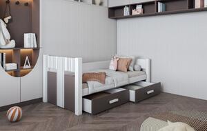 ARTUR v kombinácii s nábytkovou doskou masívne drevo detská posteľ s úložným priestorom na posteľnú bielizeň180x80cm