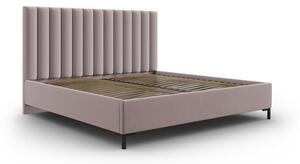 Svetloružová čalúnená dvojlôžková posteľ s úložným priestorom s roštom 140x200 cm Casey – Mazzini Beds