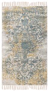 Koberec žltý zelený a béžový viskózový 80 x 150 cm orientálny vzor vintage dizajn obývacia izba spálňa