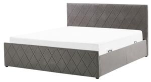 Manželská posteľ 160 cm ROFARIO (sivá) (zamat) (s roštom a úl. priestorom). Vlastná spoľahlivá doprava až k Vám domov. 1023481