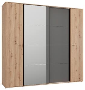 ŠATNÍKOVÁ SKRIŇA, grafitová, čierna, dub artisan, 232/218,5/58 cm MID.YOU - Skrine, Online Only