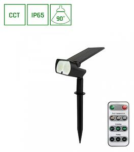 SPECTRUM SLI049002 - Vonkajšie solárne svietidlo OCULUS 2W, 3000/4000/6000K, 200lm, čierna + diaľkové ovládanie
