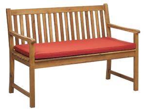 Záhradná lavica 120 cm VESTFOLD (drevo) (tmavočervený podsedák). Vlastná spoľahlivá doprava až k Vám domov. 1022845