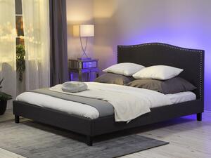 Manželská posteľ 160 cm MONTHY (s roštom a LED osvetlením) (tmavosivá). Vlastná spoľahlivá doprava až k Vám domov. 1022972