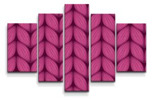 Sablio Obraz - 5-dílný Pletenie vo fuksiovej farbe - 125x90 cm