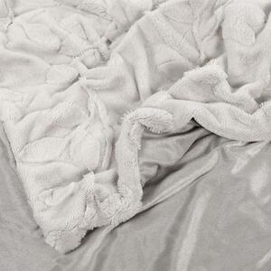 Goldea luxusná deka z mikrovlákna - svetlo sivé lístky 150 x 200 cm
