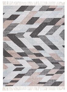 Koberec viacfarebný juta 160 x 230 cm geometrický vzor obdĺžnikový tvar so strapcami ručne tkaný boho štýl obývacia izba spálňa