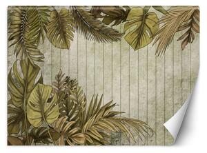 Fototapeta Tropické listy na pozadí z dosiek Materiál: Vliesová, Rozmery: 200 x 140 cm
