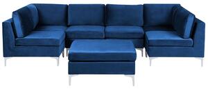 Rohová sedacia súprava s taburetkou U Eldridge (modrá). Vlastná spoľahlivá doprava až k Vám domov. 1078810