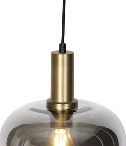 Inteligentné závesné svietidlo čierne so zlatým a dymovým sklom vrátane WiFi G95 - Zuzanna