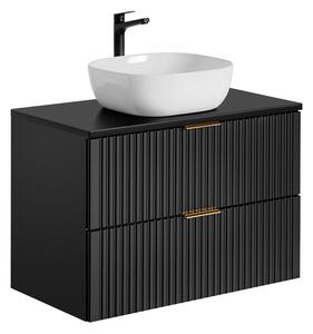 Kúpeľňová skrinka s umývadlom a doskou ADEL Black DU80/1 | 80 cm