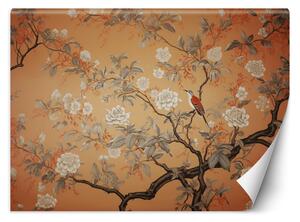 Fototapeta Vtáky na strome s kvetmi Materiál: Vliesová, Rozmery: 200 x 140 cm