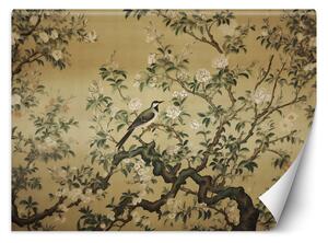 Fototapeta Vták na strome s kvetmi Materiál: Vliesová, Rozmery: 200 x 140 cm