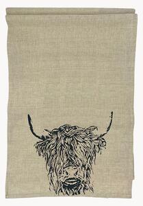 Ľanový stolový behúň Highland Cow