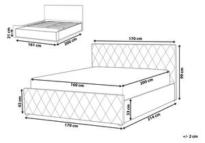 Manželská posteľ 160 cm ROFARIO (sivá) (zamat) (s roštom a úl. priestorom). Vlastná spoľahlivá doprava až k Vám domov. 1023481