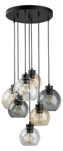 TK Lighting 10246 - Luster Cubus 7xE27, Ø490, jantár/transparentný/sivá/čierna