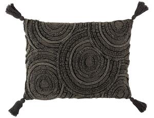 Tmavo šedý vankúš so strapcami a reliéfom Circle - 60 * 40 cm - J-Line by Jolipa