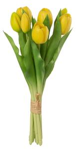 Kytica 7ks žltých realistických tulipánov - 31cm - J-Line by Jolipa