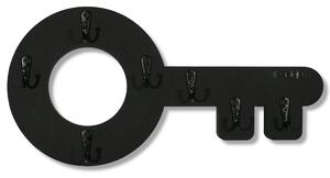 Dekorstudio Drevený vešiak na kľúče RETRO Kľúč čierny